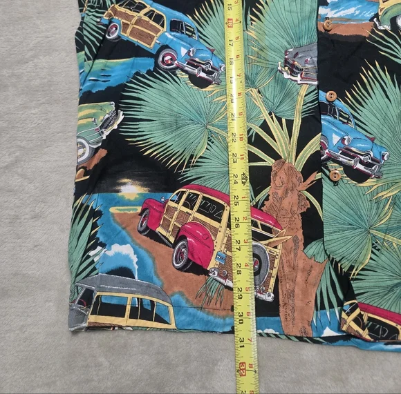 Vintage Woody Car AOP Hawaiian Shirt Mens XL Aloha Diamond Head Sportswear USA - Picture 5 of 6